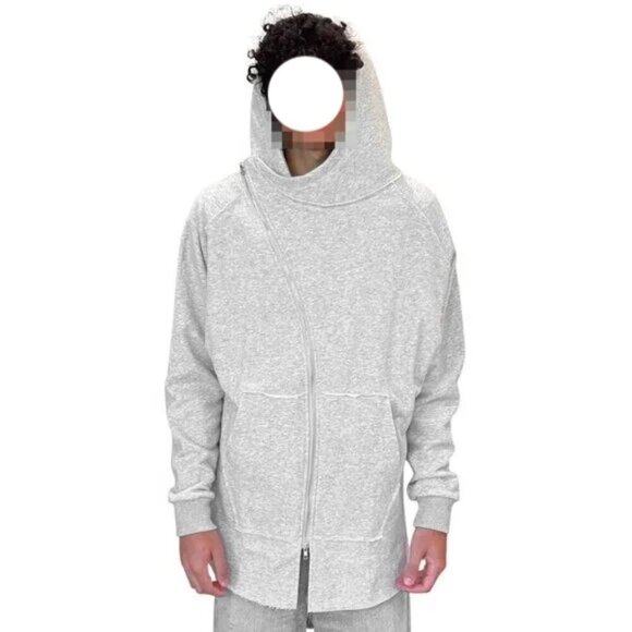 NWT JLUX LABEL MENS ASYMMETRIC GRAY ZIP-UP HOODIE SWEATSHIRT JACKET - Picture 9 of 10